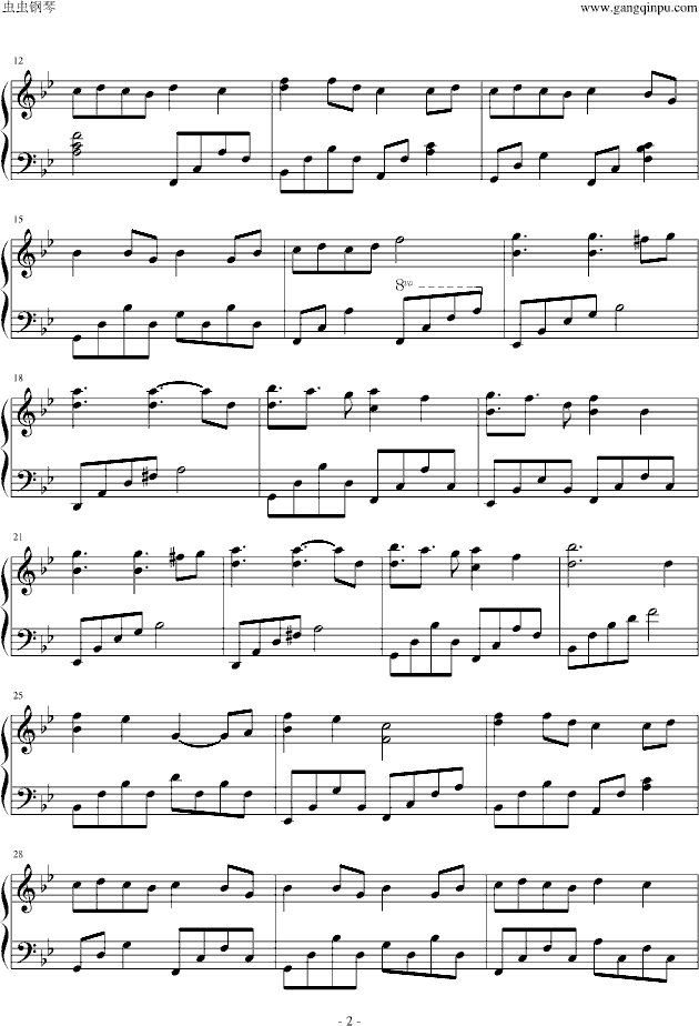 蝴蝶(动画梁祝插曲)-钢琴谱(钢琴曲)-刘若英2