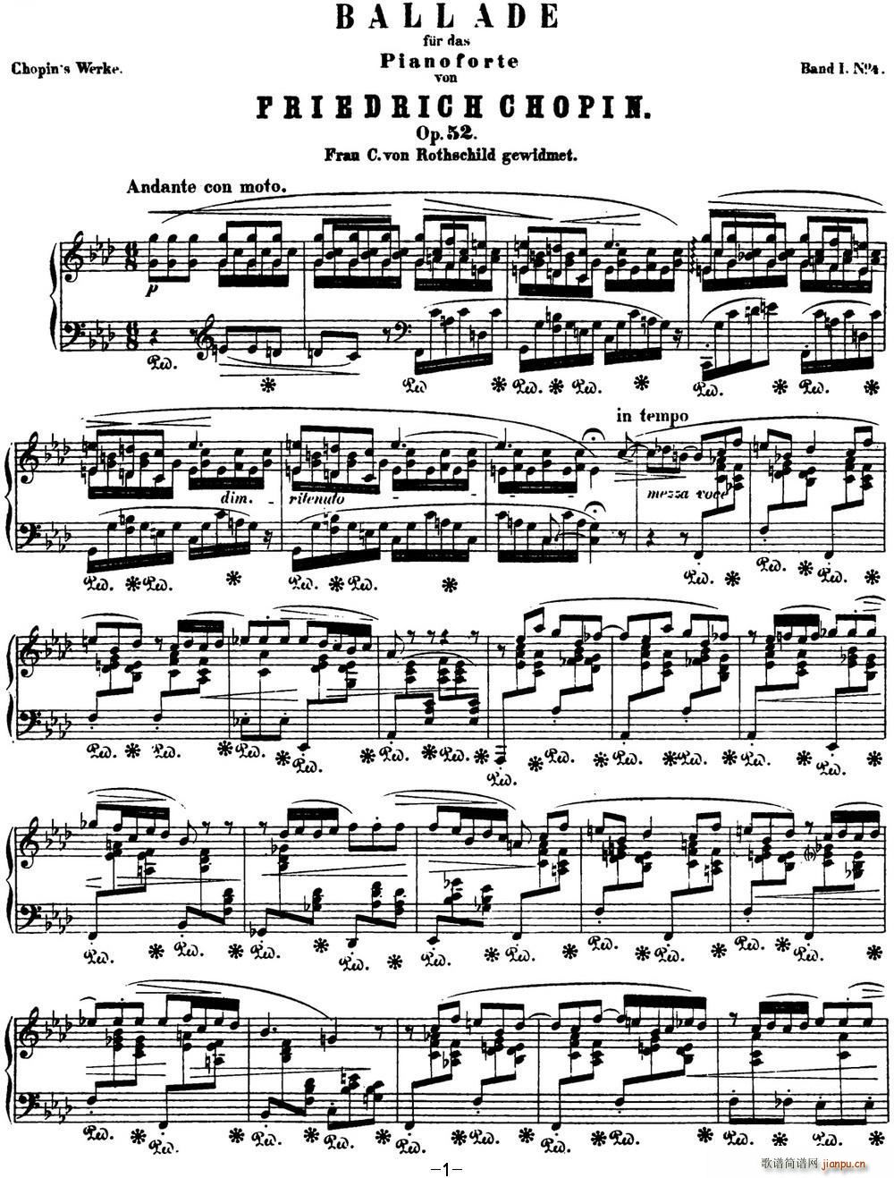 肖邦 叙事曲4 f小调 Chopin Ballade No 4 Op 521