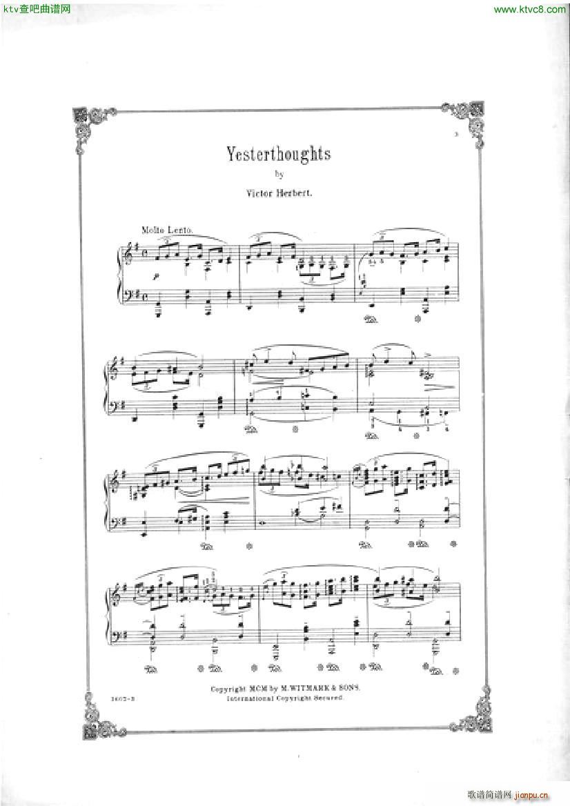 Victor Herbert Six Pieces No 3 Yesterthoughts1