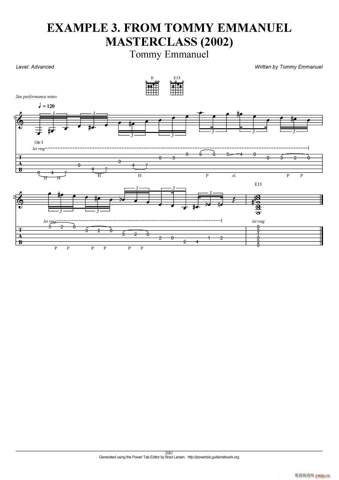 tommy emmanuel masterclass example-3（指弹吉他）1
