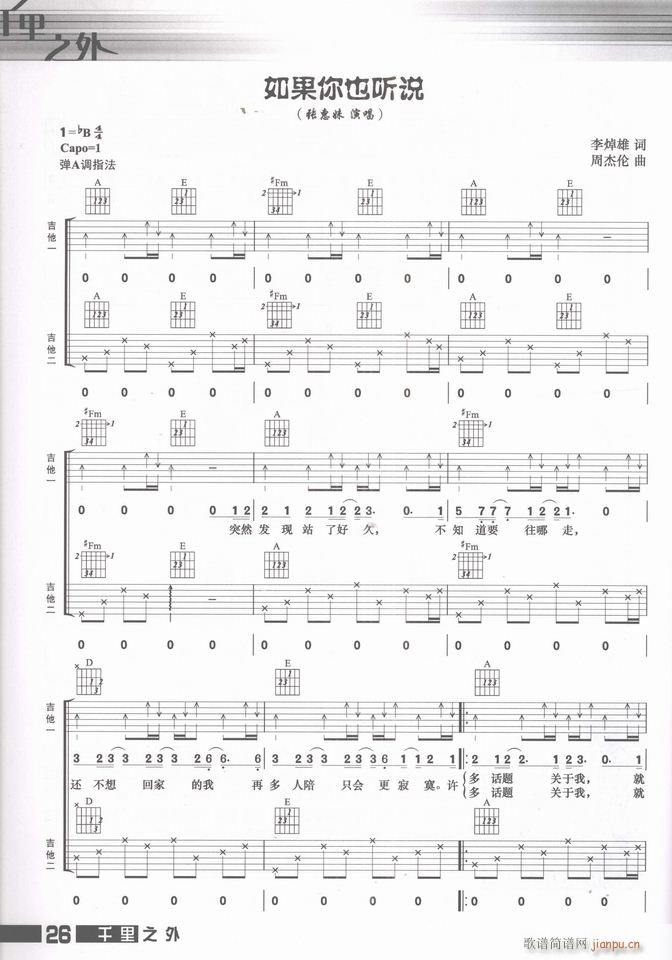 吉他 如果你也听说1