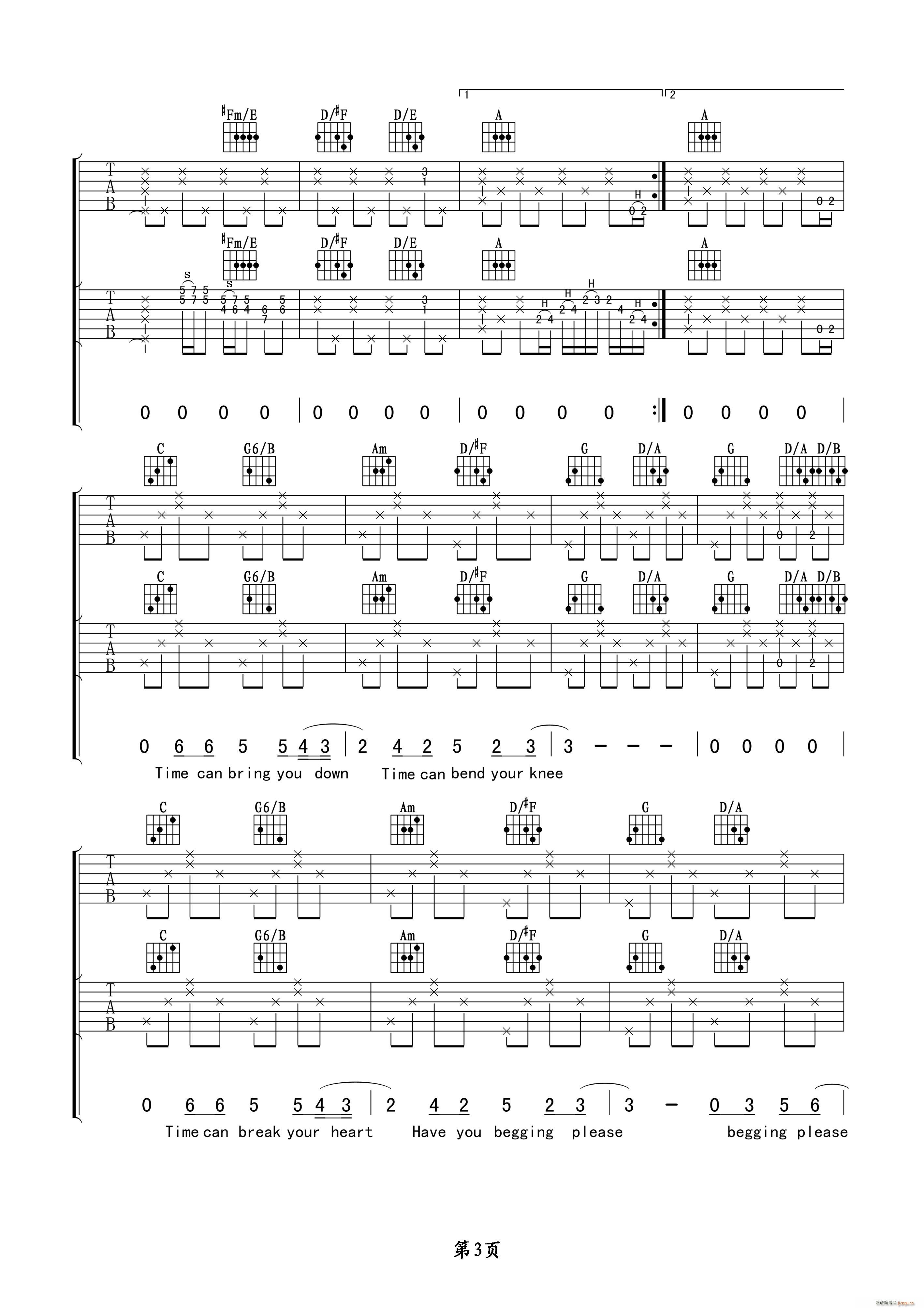 Tears in heaven（吉他六线谱）3