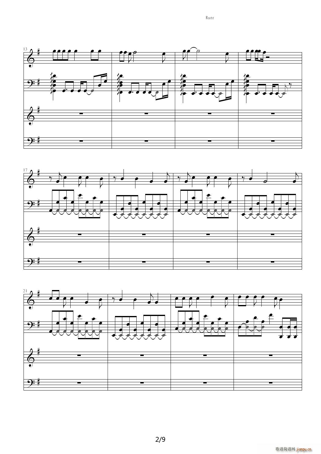 running to the edge of the world（acoustic） G调2
