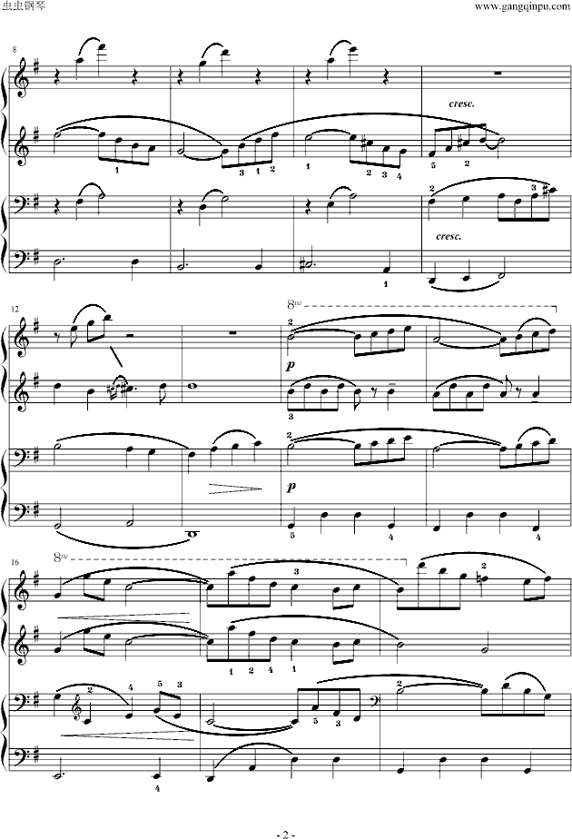 如歌(四手联弹)-钢琴谱(钢琴曲)-巴赫-P.E.Bach2