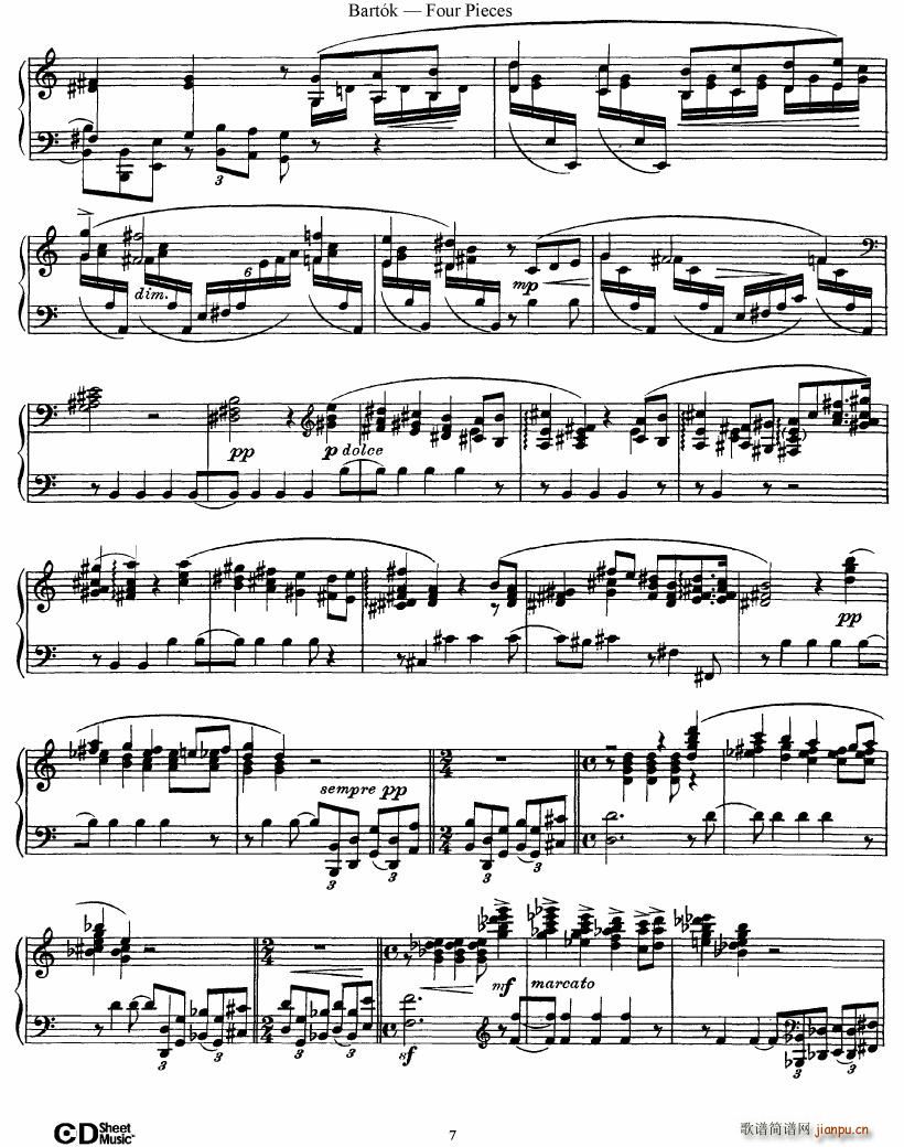 Bartok DD 71 Four Piano Pieces7