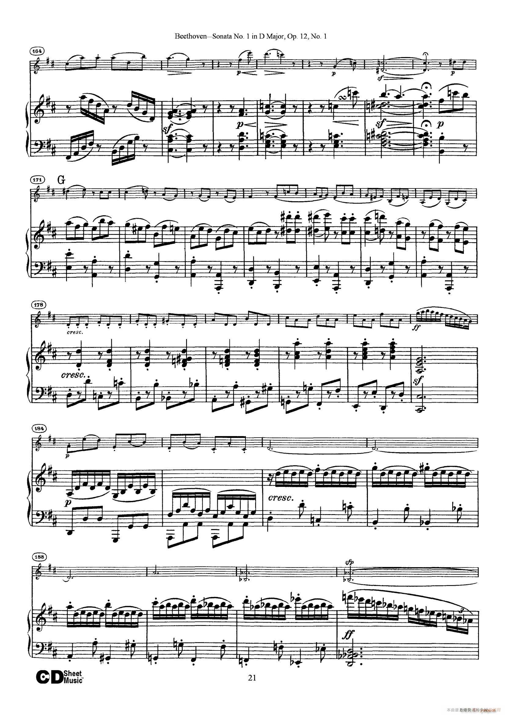 D大调第一小提琴奏鸣曲（Sonata No 1 in D Major Op 12 No 1）（ 钢琴伴奏）21