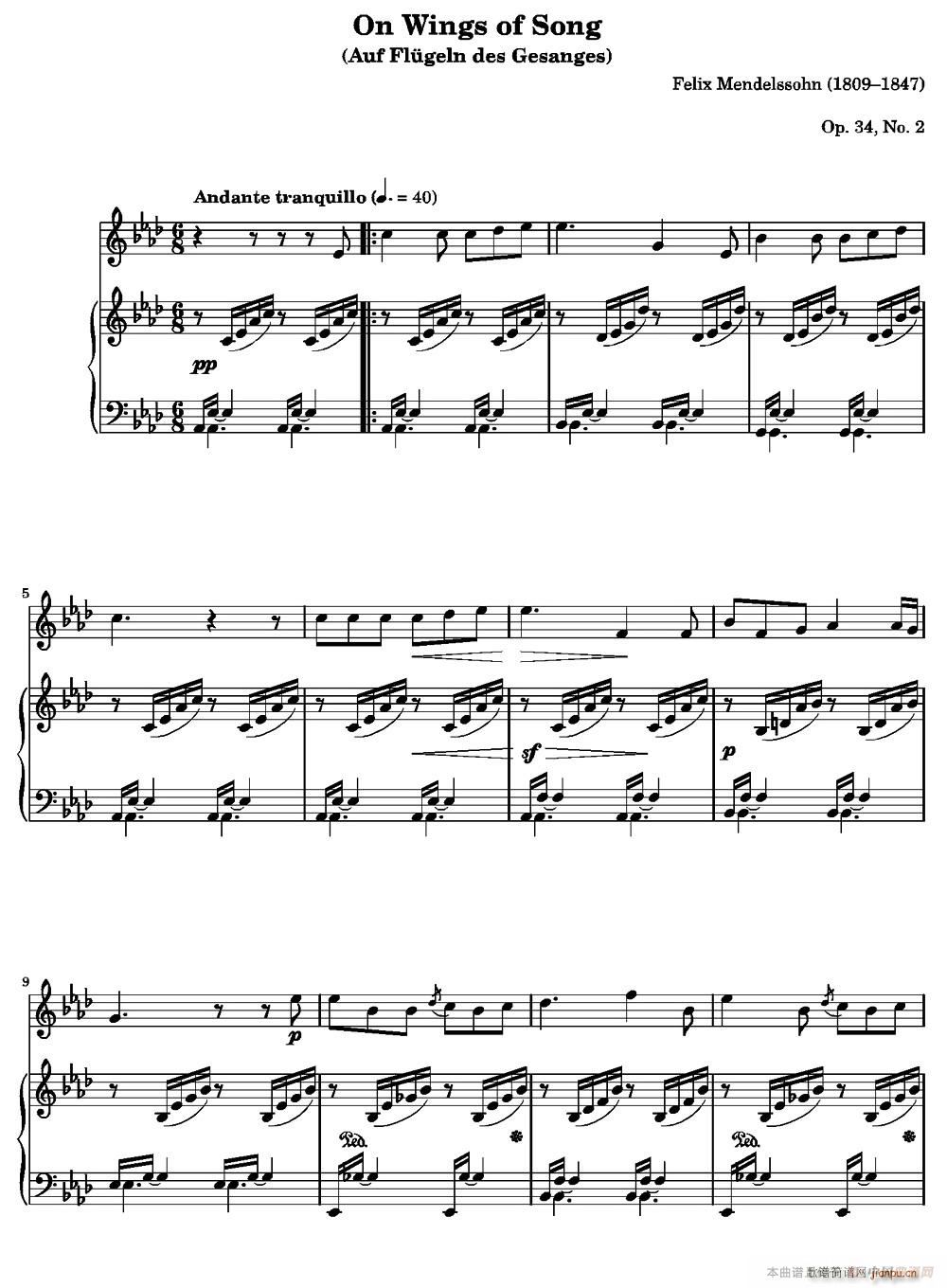 On Wings of Song（Op 34 No 2）1