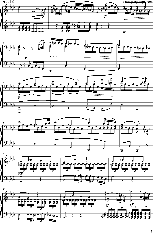 《悲怆奏鸣曲》第二乐章-钢琴谱(钢琴曲)-贝多芬-beethoven2