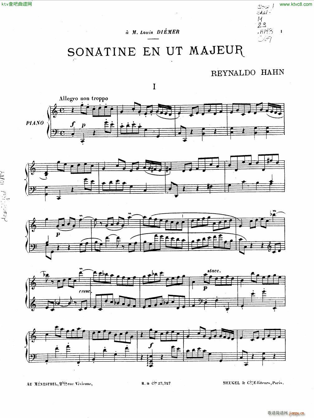 Hahn Reynaldo Piano sonatina1