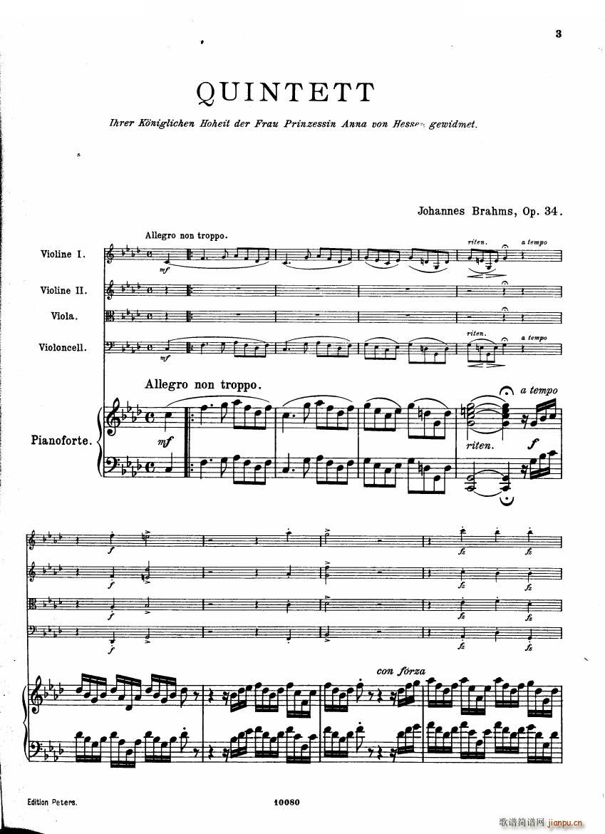 Brahms op 34 Piano Quintet f-minor score（一）2
