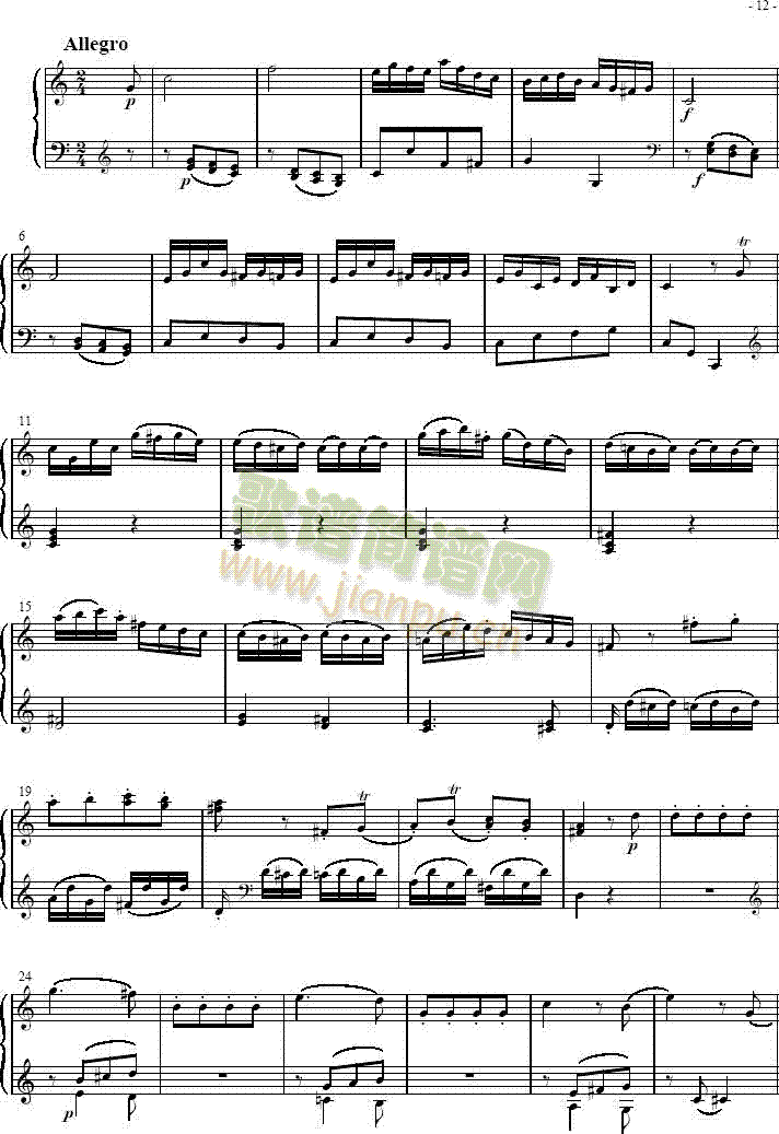 奏鸣曲 Sonatas K279 Mvt.31