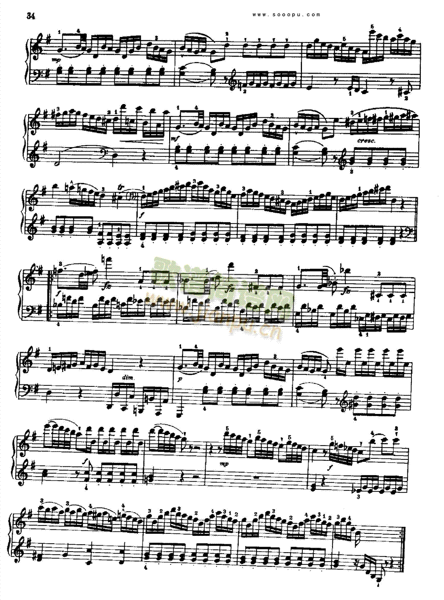 奏鸣曲四(献给埃斯特哈齐王妃)1784年出版 键盘类 钢琴7