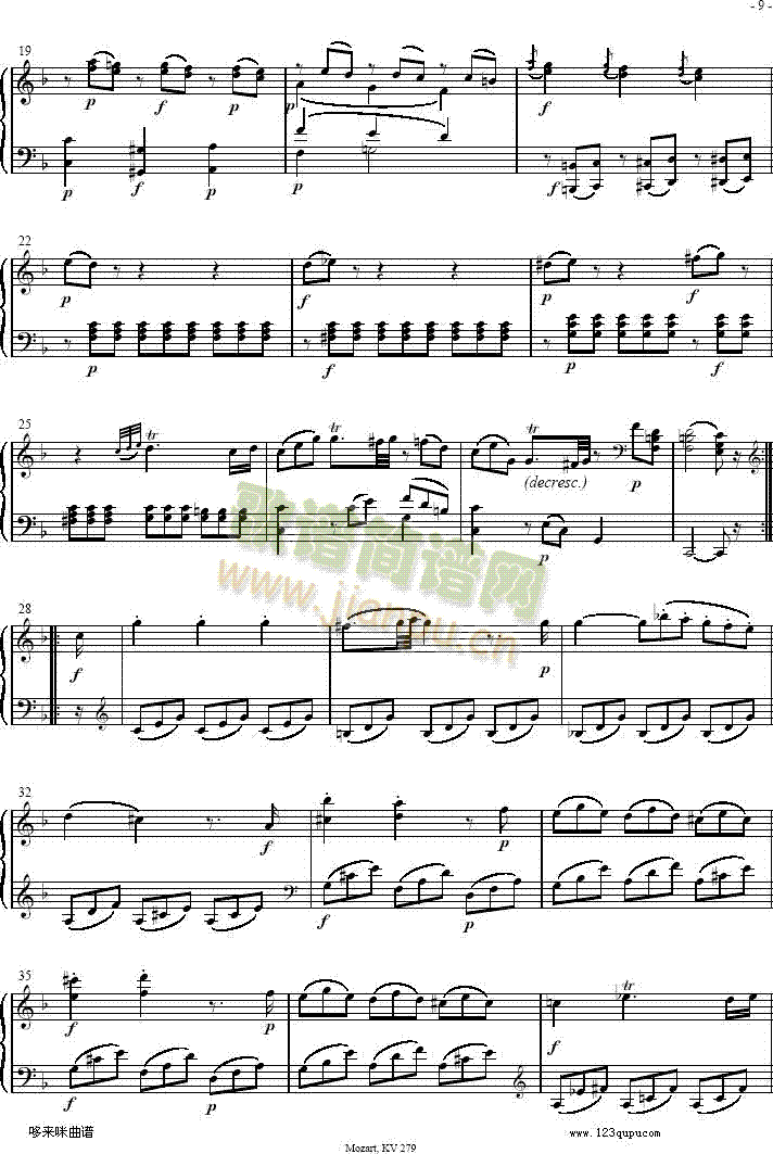 奏鸣曲 Sonatas K279 Mvt.2-莫扎特2