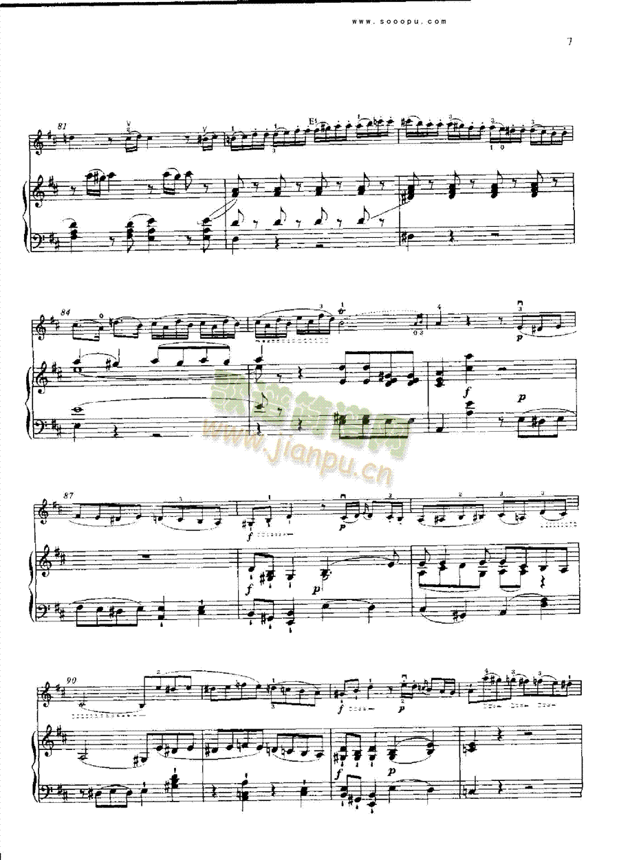D大调第四小提琴协奏曲 KV218 键盘类 钢琴6