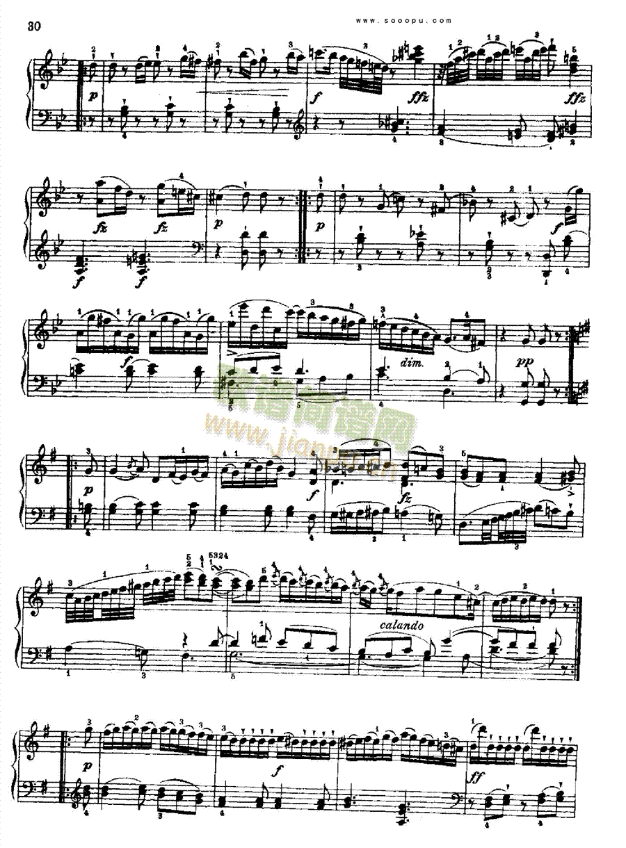 奏鸣曲四(献给埃斯特哈齐王妃)1784年出版 键盘类 钢琴3