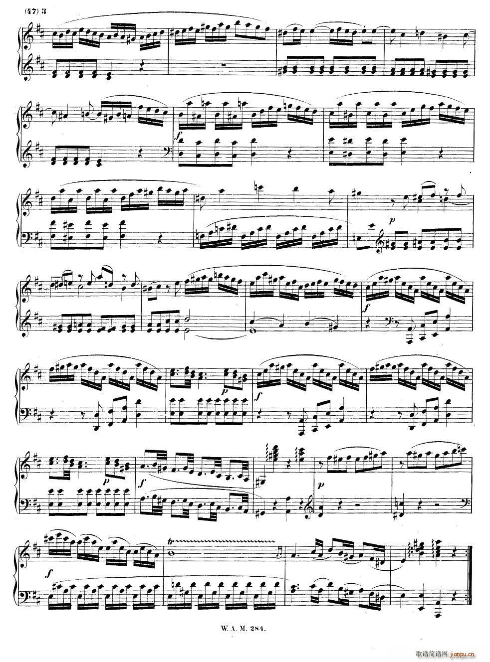 D大调第六钢琴奏鸣曲 KV 2842