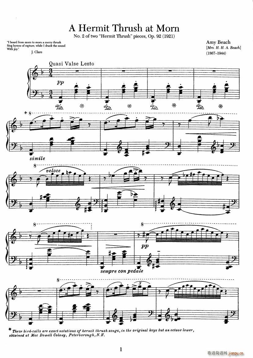 Beach Op 92 No 2 A Hermit Thrush at Morn1