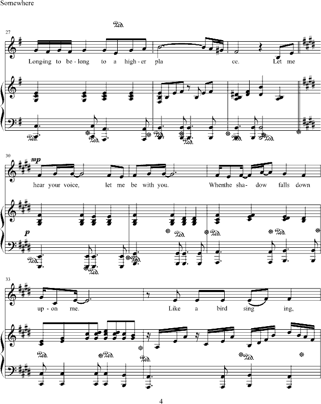 somewhere 弹唱版 -slayers TRY-钢琴谱(钢琴曲)-桑岛法子4