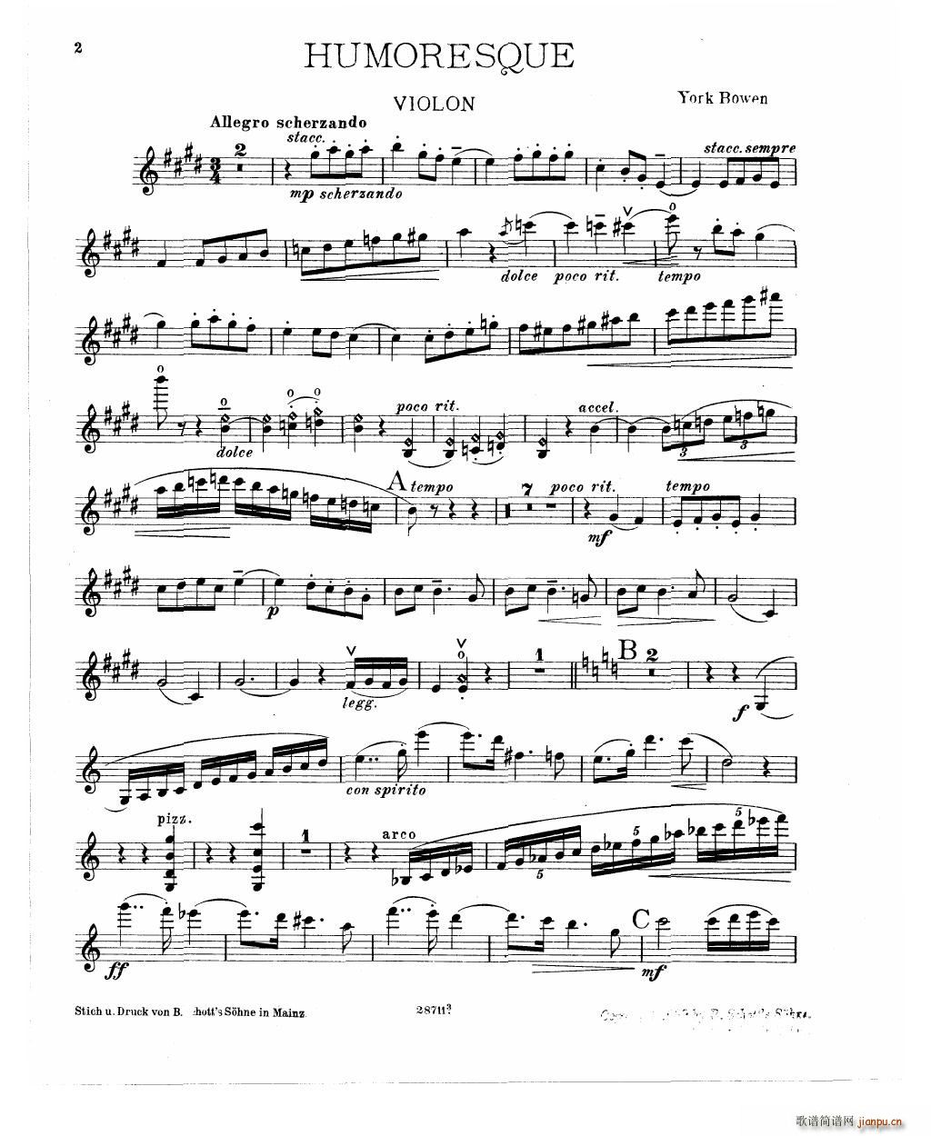 Bowen Humoresque for violin and piano18