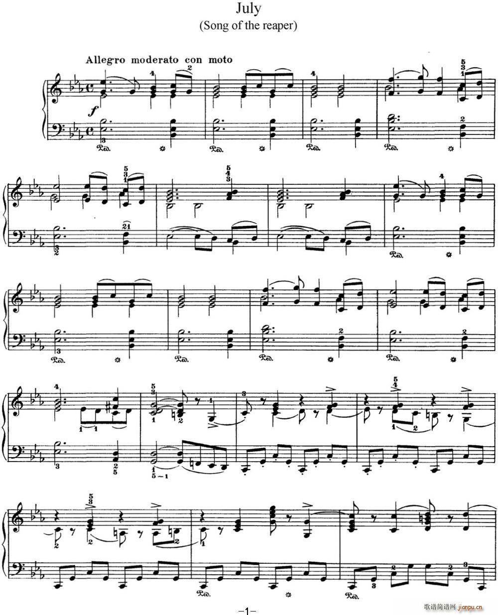 柴可夫斯基 四季 7月 割草人之歌 降E大调 Reapers Song E flat major1