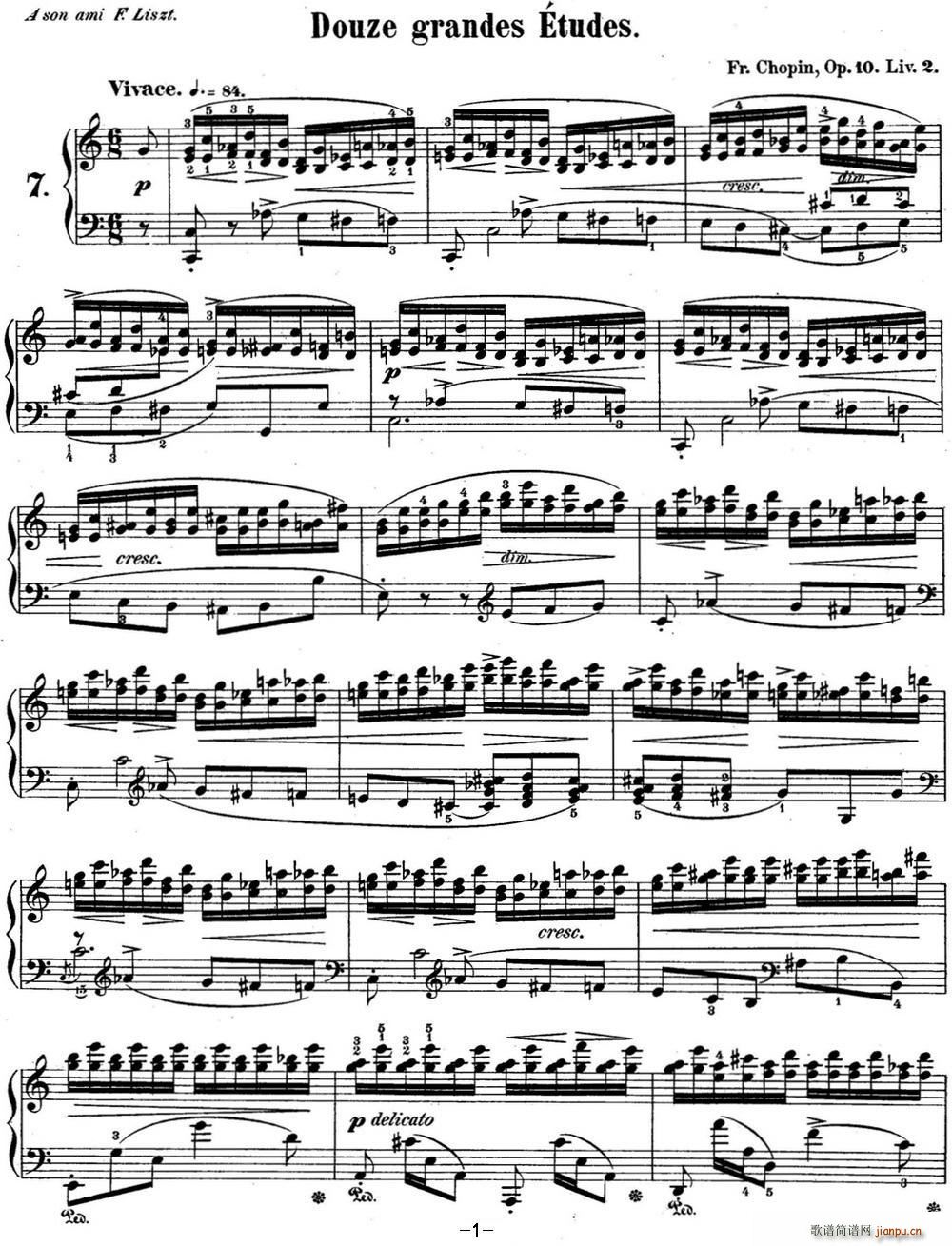 肖邦练习曲7 Op 10 No 7 C大调 C major1