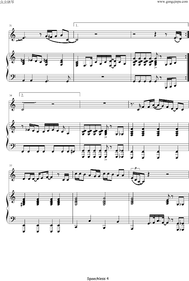 Speechless（原版琴谱）-钢琴谱(钢琴曲)-Lady GaGa4