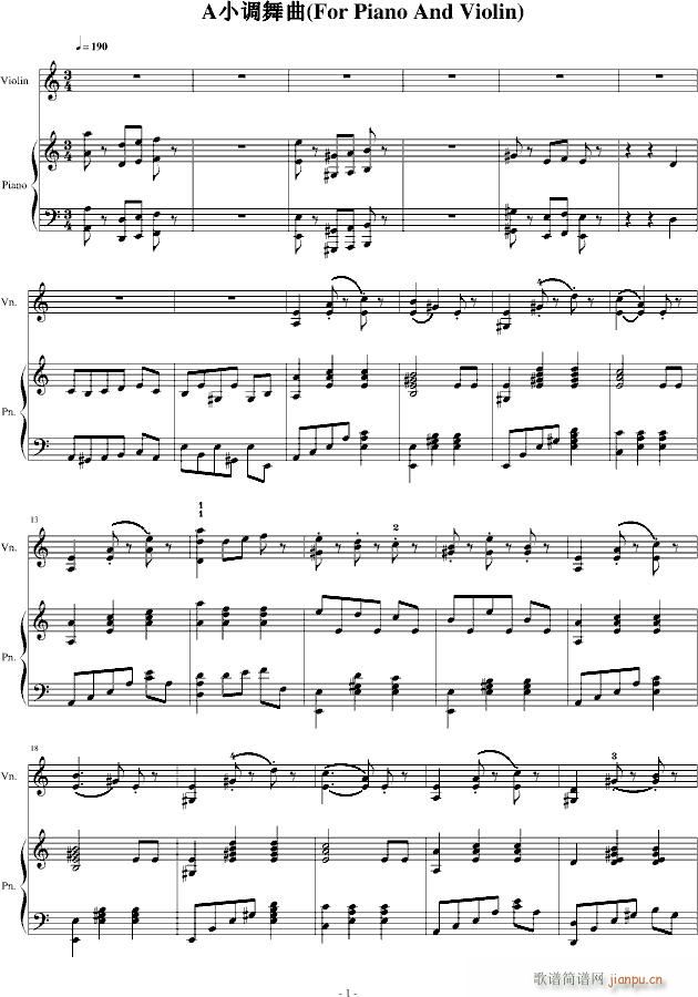 H14-A小调舞曲（For Piano And Violin）_.伊dên1
