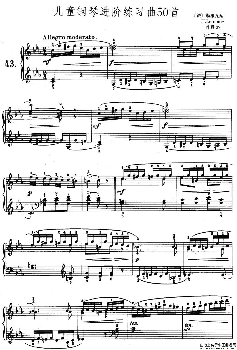 儿童钢琴进阶练习曲50首之431