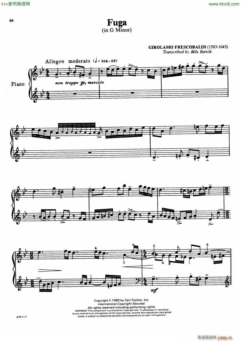 Frescobaldi Arr Bartok Fuga In G Piano Solo1