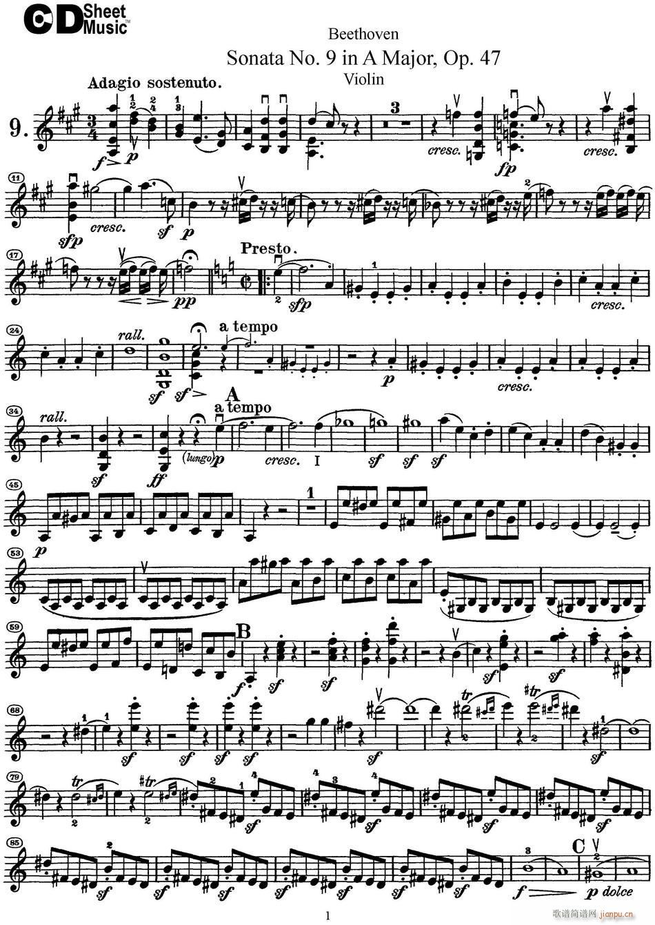 Violin Sonata No 9 in A Major Op 471