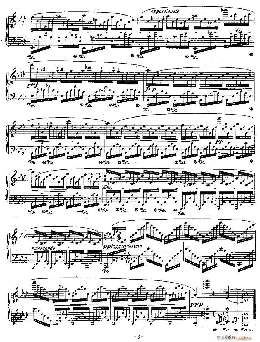 肖邦钢琴练习曲，Op.25之一3