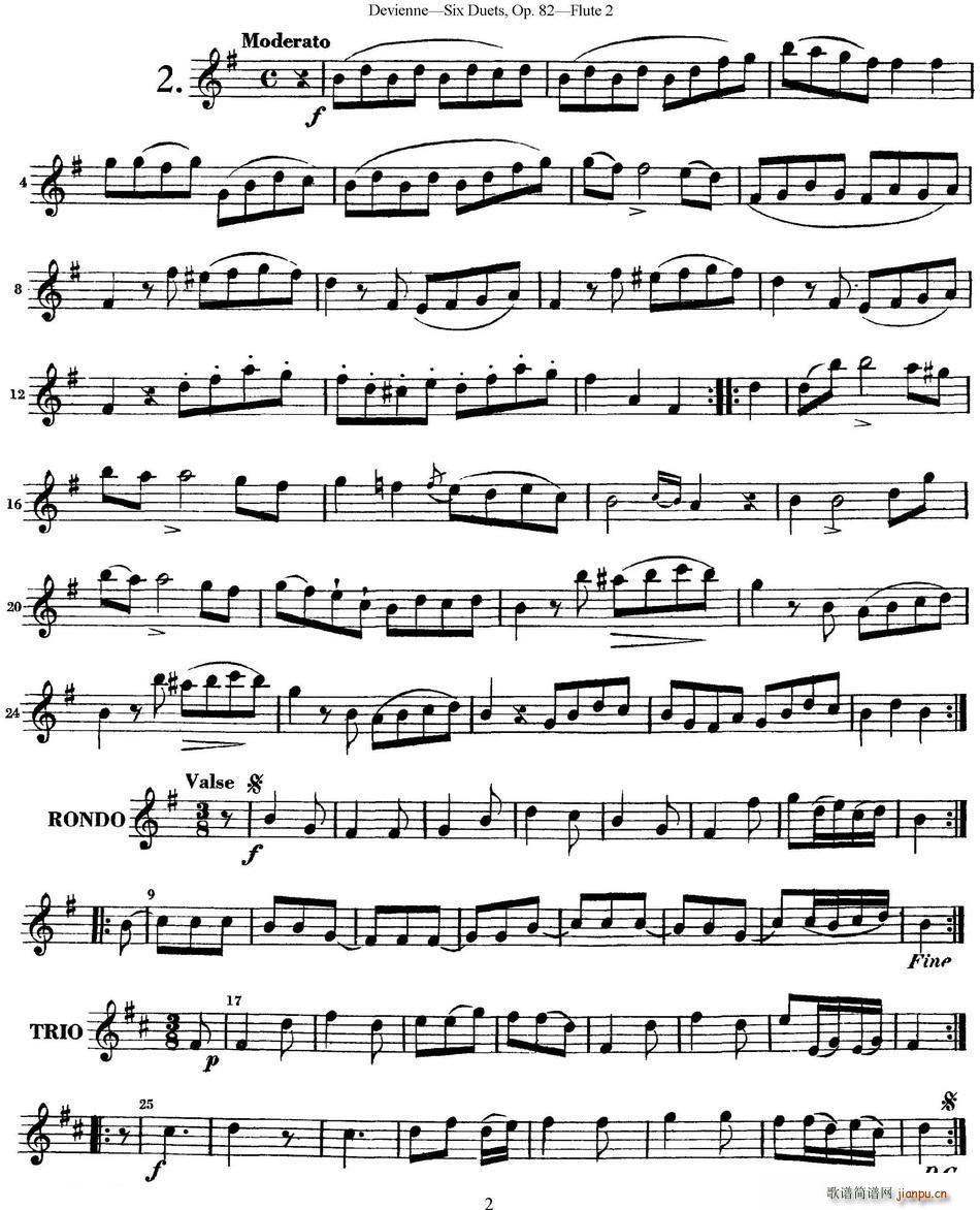 德维埃纳六个长笛二重奏小段Op 82――Flute 2(NO 2)1
