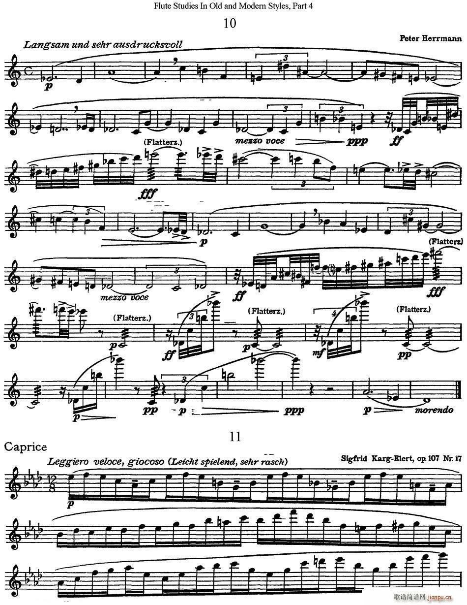 斯勒新老风格长笛练习重奏曲(第四部分)(NO 10-NO 11)1