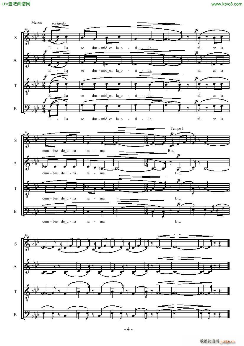 Guastavino Se Equivoco La Paloma SATB4