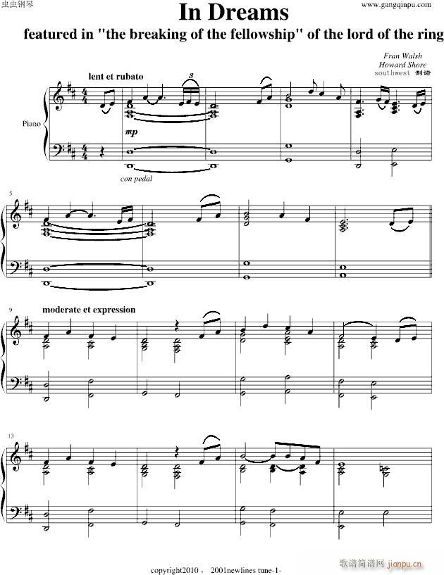 在梦中钢琴独奏（魔戒经典原声插曲）_影视1