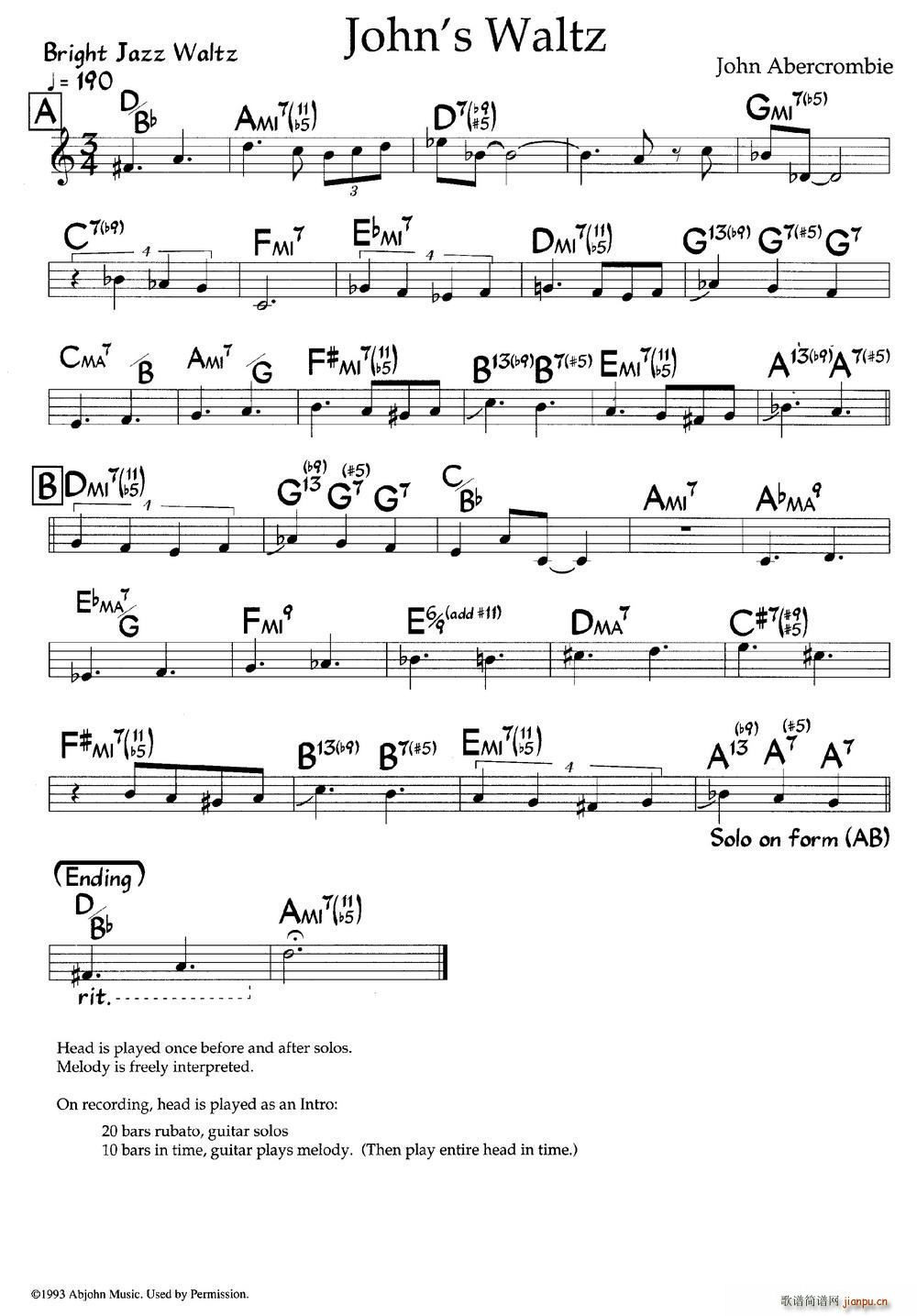 John s Waltz(爵士钢琴曲)1