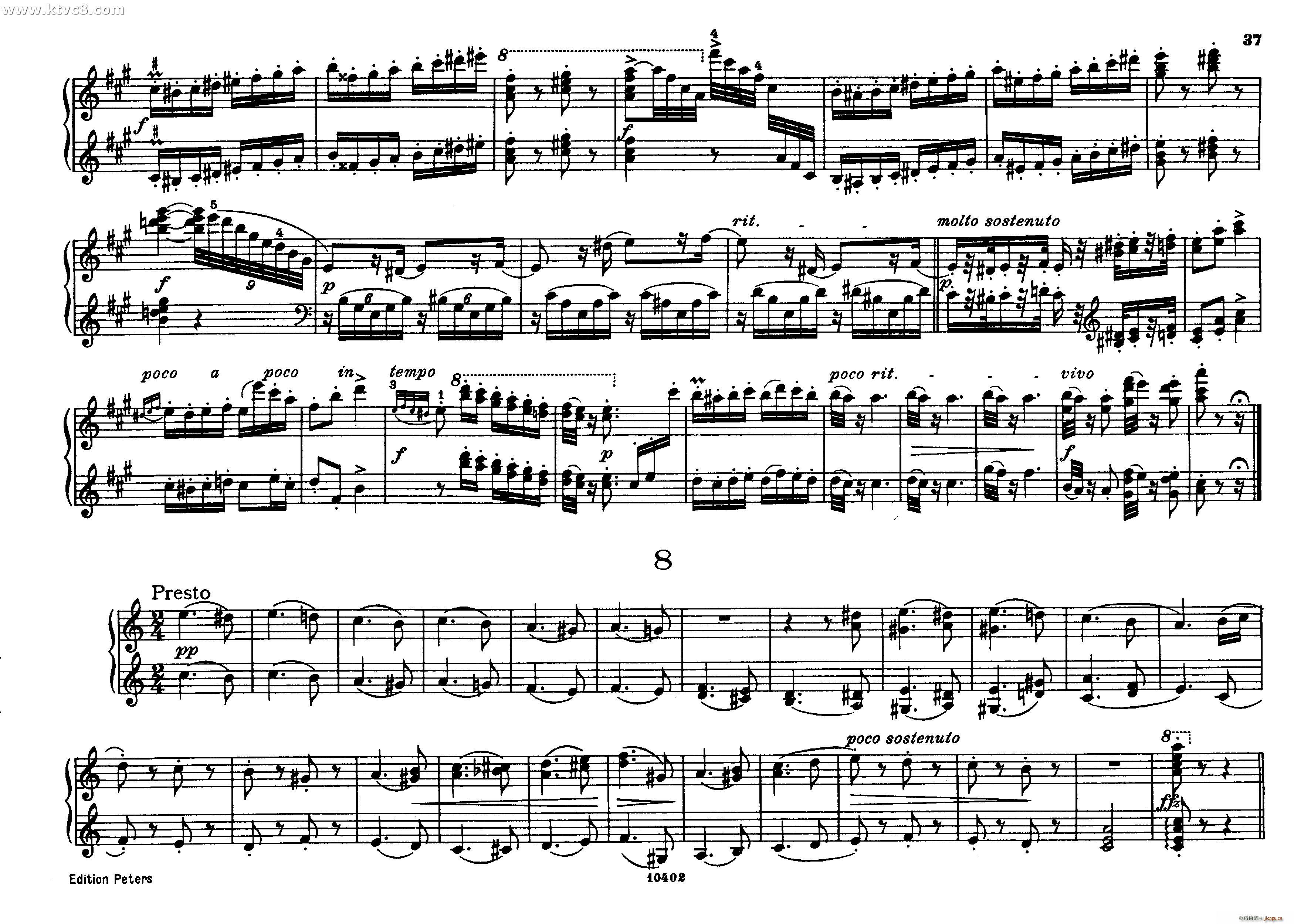 勃拉姆斯匈牙利舞曲 钢琴四手联弹36
