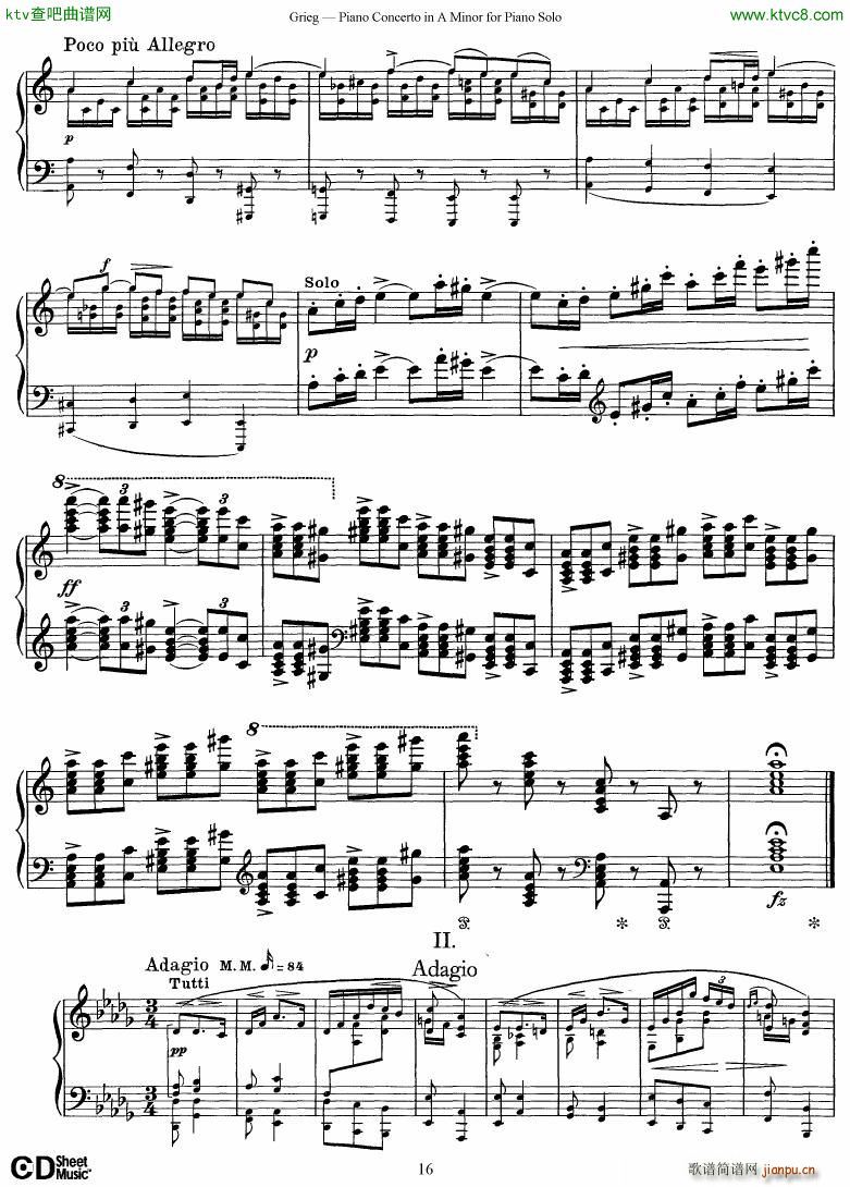 Piano Concerto in A minor Op 16 1868 rev 1907 piano solo arr16