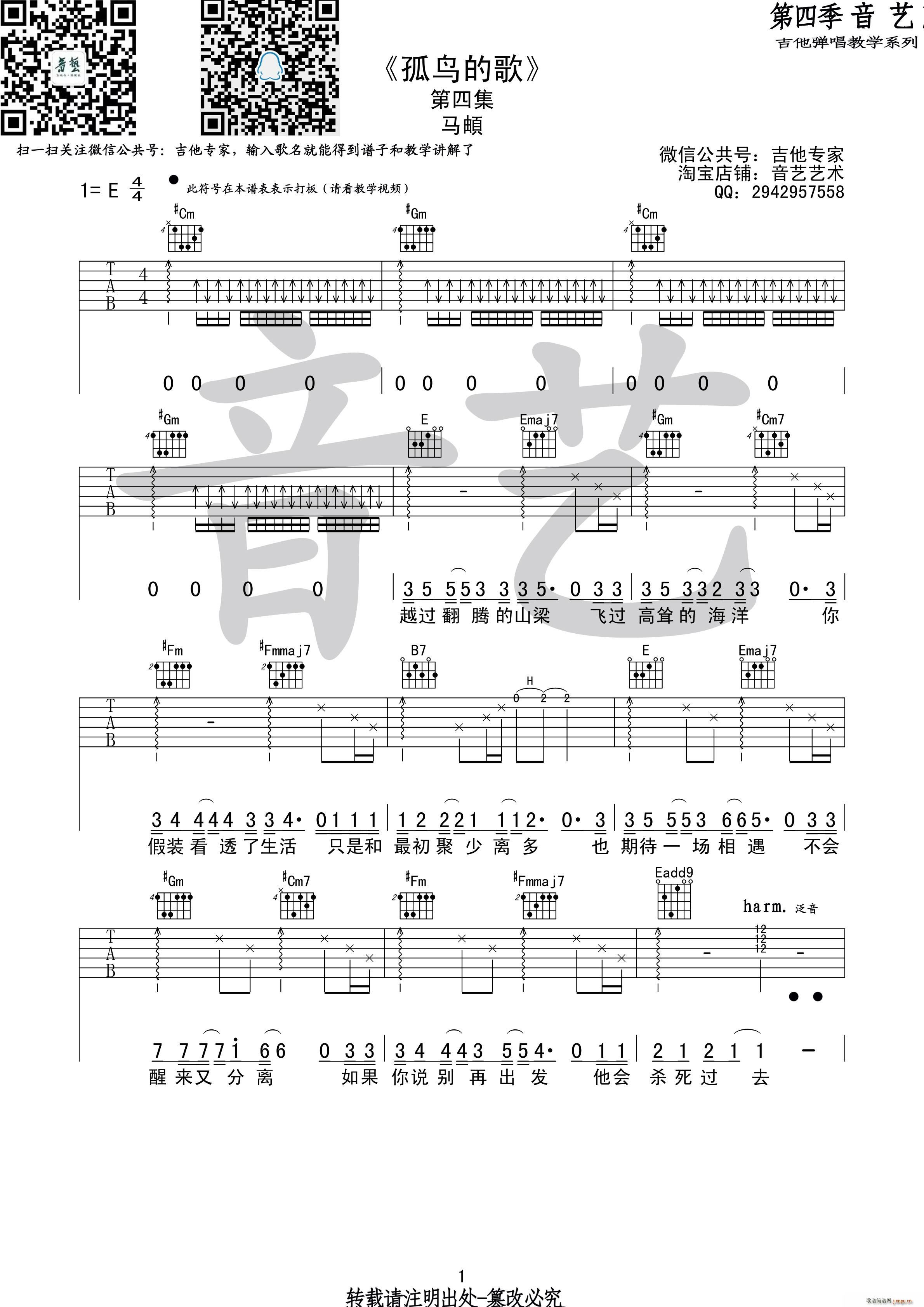 孤鸟的歌（吉他 ）_马�E1