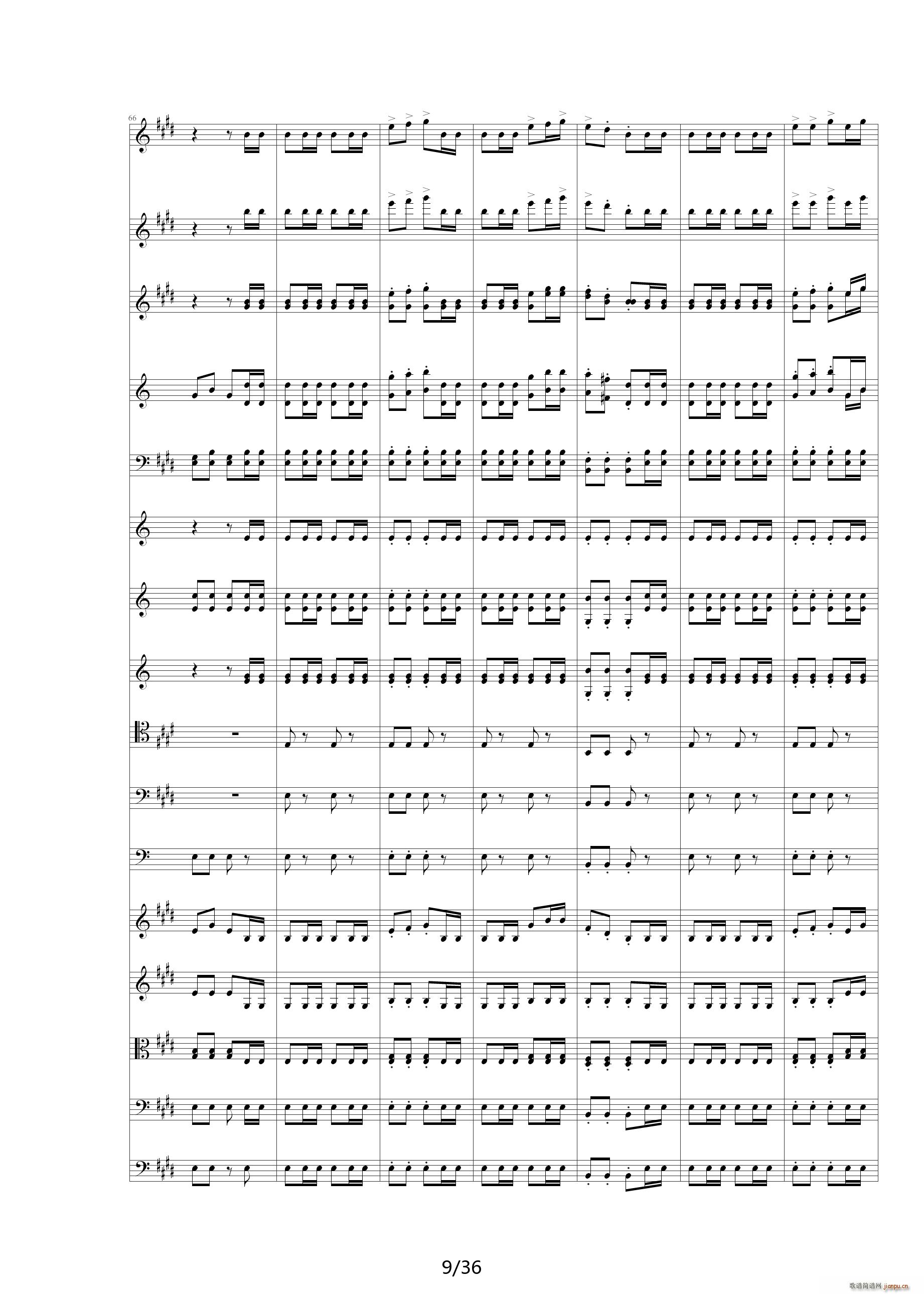 威廉退尔序曲原版扒谱 E调9