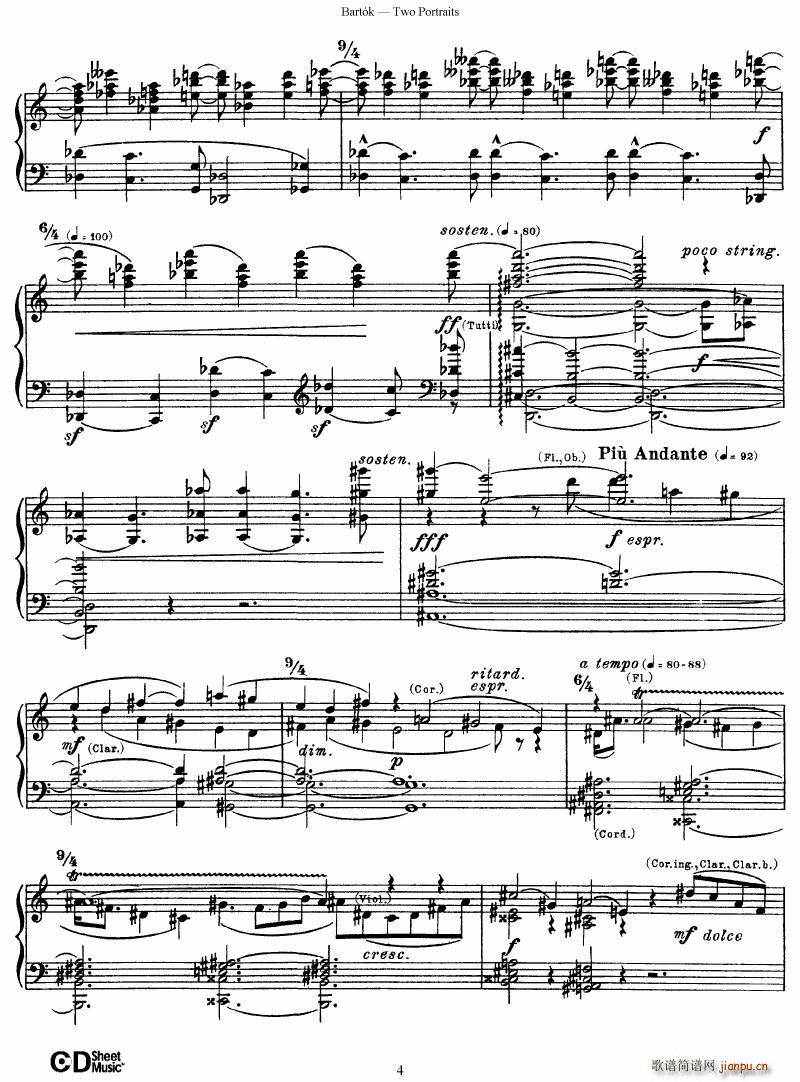Bartok SZ 37 Two Portraits op 54