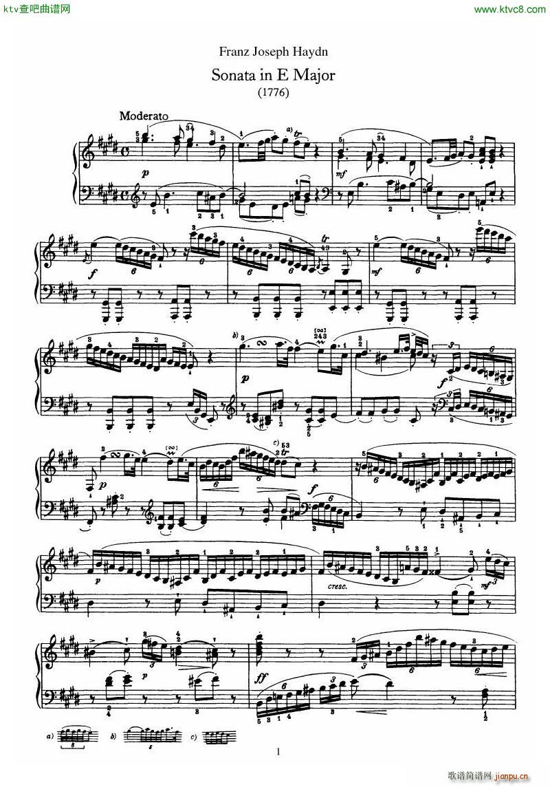 Haydn Piano Sonata No 31 In E1