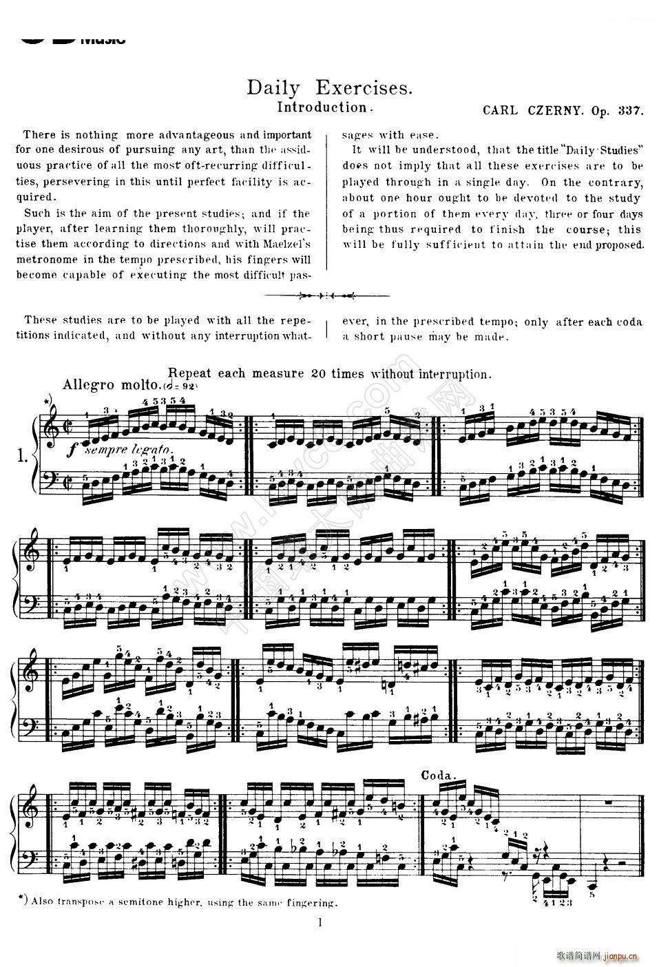 Czerny - 40 Daily Exerci Op 337（1―5）（40首日常训练曲）1