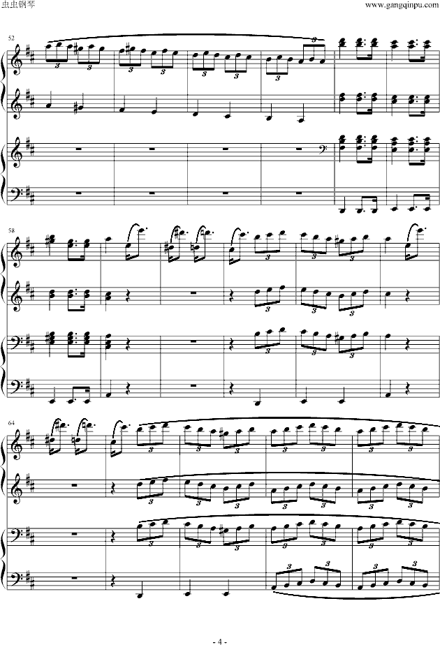 莫扎特D大调四手联弹钢琴奏鸣曲第三乐章-钢琴谱(钢琴曲)-莫扎特4