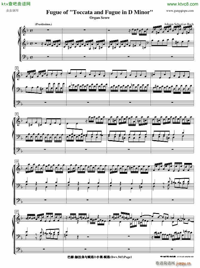 托卡塔与赋格 赋格 管风琴_巴哈 Bach Johann Sebastian1