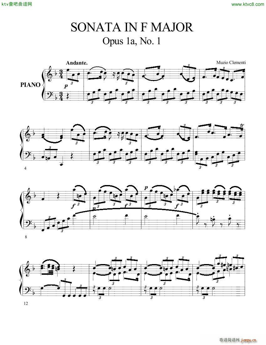 Clementi op 1a No 1 Sonate F major1