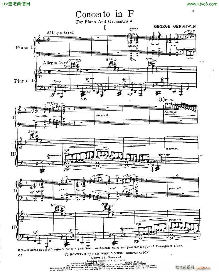 Gershwin Piano Concerto In F 二1