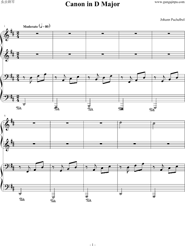 卡农四手联弹-Charm改编版-钢琴谱(钢琴曲)-帕赫贝尔-Pachelbel1