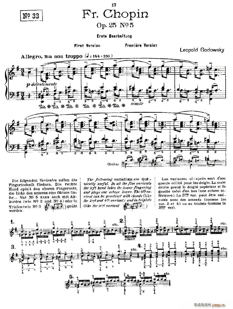 肖邦《练习曲》Fr Chopin Op 25 No5-11