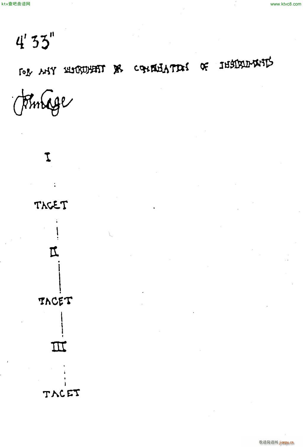 John Cage 4 33 in his own hand1